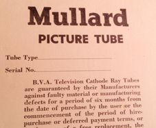 Vintage Mullard Picture Tube Guarantee.