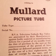 Vintage Mullard Picture Tube Guarantee.