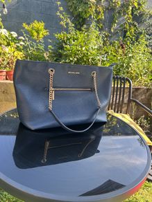 Navy Leather Shopper Michael Kors