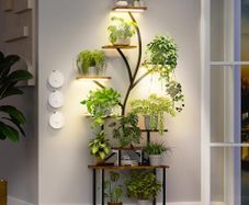 Plant Stand Indoor with Grow Lights, 9-Tier Tall S-Shaped Metal Plant Shelf Pot Stand for Plants Multiple, 161 CM Corner Shelf Plant