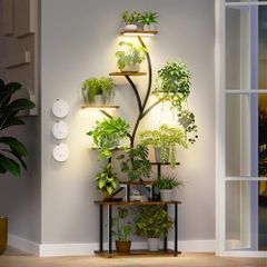 Plant Stand Indoor with Grow Lights, 9-Tier Tall S-Shaped Metal Plant Shelf Pot Stand for Plants Multiple, 161 CM Corner Shelf Plant