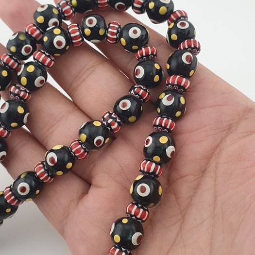 Vintage Venetian Style Thousand Eyes & Chevron Glass Beads Necklace