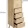 Rattan Chest of Drawers Bedroom, Tall Chester of Drawers with 6 Hand Made Rattan Decorated Drawers for Bedroom, Small Bedside Cabinet with Wood Legs, Natural Image 2