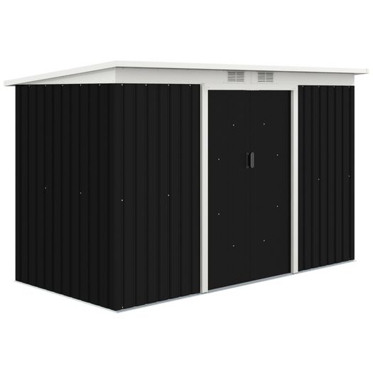 9' x 4' Metal Garden Storage Shed Tool House with Sliding Door Spacious Layout for Backyard, Lawn Dark Gray