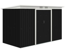 9' x 4' Metal Garden Storage Shed Tool House with Sliding Door Spacious Layout for Backyard, Lawn Dark Gray