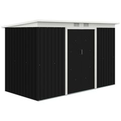 9' x 4' Metal Garden Storage Shed Tool House with Sliding Door Spacious Layout for Backyard, Lawn Dark Gray