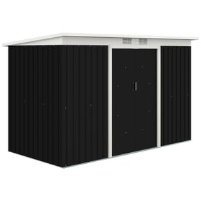 9' x 4' Metal Garden Storage Shed Tool House with Sliding Door Spacious Layout for Backyard, Lawn Dark Gray