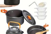 Picnic set. 3 pieces camping pot set. Hiking cookware. Camping pots