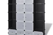 _Modular Cabinet 18 Compartments Black and White 37x146x180.5 cm
