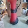Vintage from the 1990s  Vintage tall heavy Franz Caffrey Aqua Single Handle vessel with copper relief vase/red flower vase/irish artist/irish sculpture Image 2