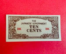 Japanese  Invasion  Money  BURMA   10 CENTS  1942 WORLD WAR 11 ( Uncirculated )