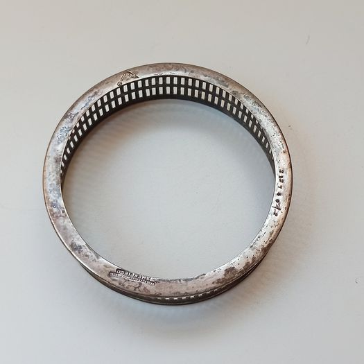 Vintage silver-plated wine bottle coaster by Walker & Hall Sheffield