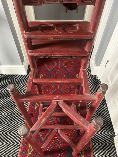 Antique Chinese Red Lacquer Wash Basin Stand