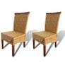 Dining Chairs 2 pcs Brown Natural Rattan Image 3