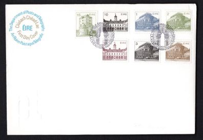 1983 Ireland Architecture Definitive (Third) Series (1p, 2p, 3p, 5p, 10p, 12, & 15p) Department of Post & Telegraphs First Day Cover (FDC)