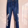 H&M Blue Skinny Jeans wish White Floral Lace - Size EUR 36 / UK 8 Image 3