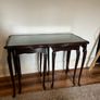 Vintage Nest of 3 Carved Wooden and Glass Side Tables Image 2