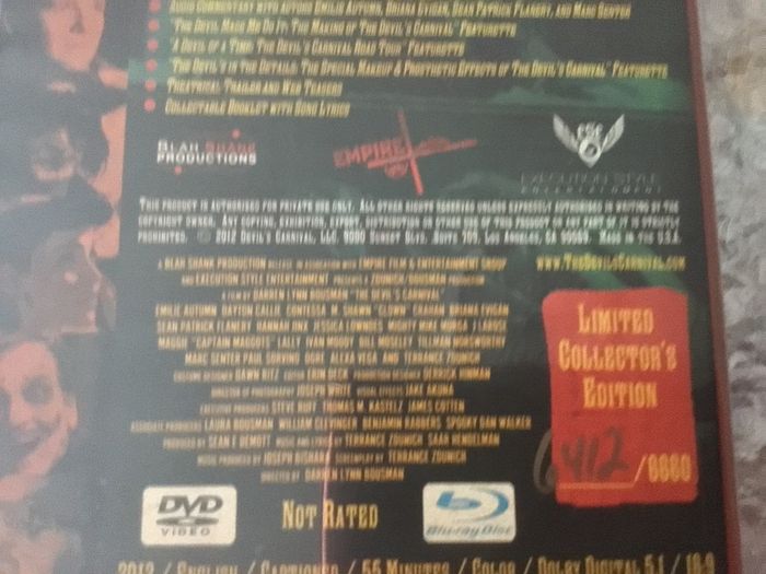 The Devils Carnival Blu Ray Limited Edition 6412/6660