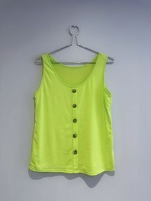 Pre Owned Neon Lime Button-Down Vest Top