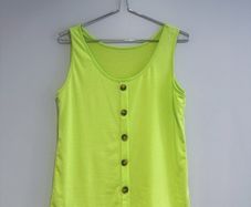 Pre Owned Neon Lime Button-Down Vest Top