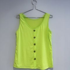 Pre Owned Neon Lime Button-Down Vest Top
