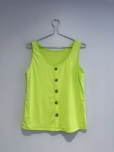 Pre Owned Neon Lime Button-Down Vest Top
