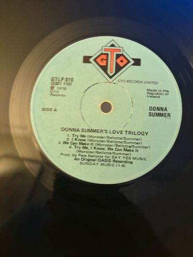 Donna Summer A Love Trilogy LP 1976 Irish Pressing GTO