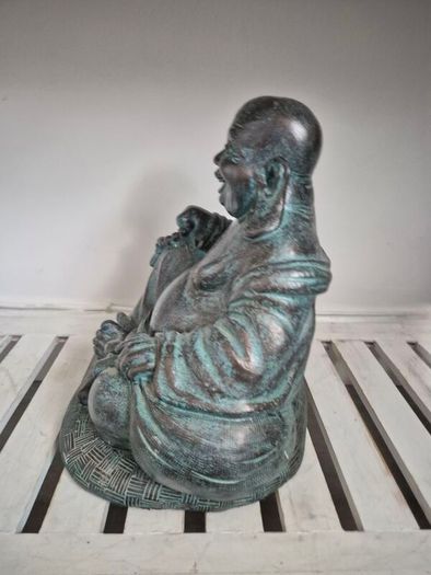 Large Laughing Buddha Statue Bronze Effect