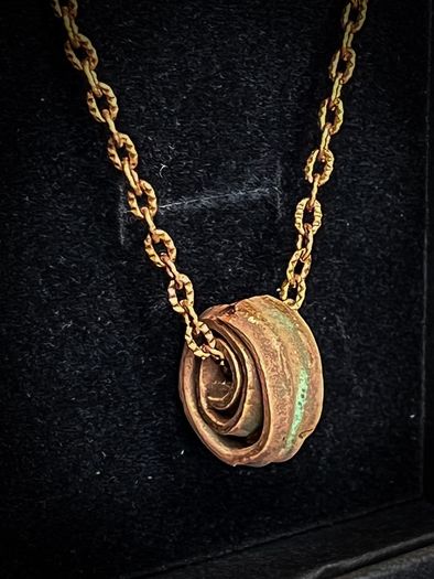 Pure Copper Spiral Pendant on a Textured Copper Chain