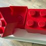 Red LEGO 4-Stud Storage Bricks Stackable Lift-Off Lid (Pair) Image 3