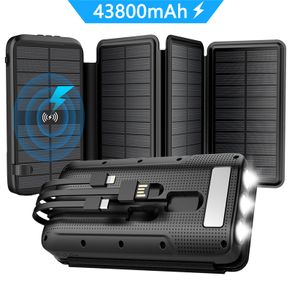 43800mAh Solar Power Bank Fast Qi Wireless Charger for iPhone 12 Samsung Huawei Xiaomi Poverbank PD 20W Fast Charging Powerbank