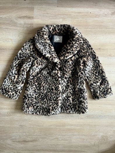 Faux fur animal print coat 10/11
