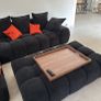 Handmade walnut ottoman tray. Large wood serving tray with handles Image 4