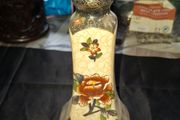 Old Japanese Satsuma Hand Painted Porcelain Candlestick with a Floral Design