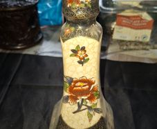 Old Japanese Satsuma Hand Painted Porcelain Candlestick with a Floral Design