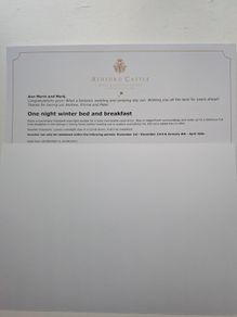 Ashford Castle 1. Night Winter B&B Voucher . Worth 735. Valid until 2031!