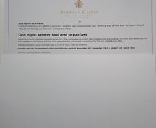 Ashford Castle 1. Night Winter B&B Voucher . Worth 735. Valid until 2031!