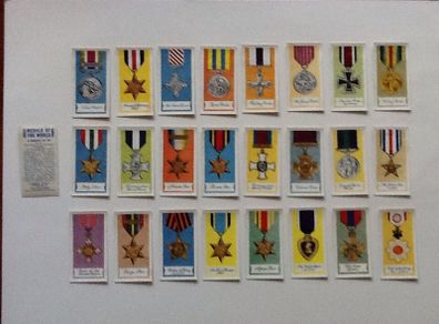 Full set of 25 Cigarette Cards. 'Medals of the World'. 'Mills Filtertips'