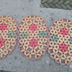 3 Vintage Beaded Trivets