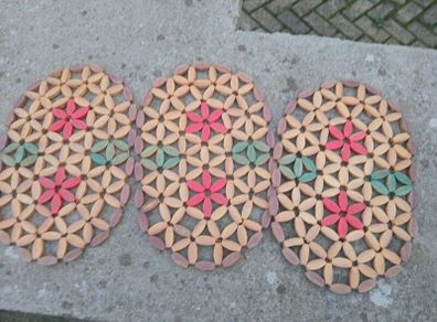 3 Vintage Beaded Trivets