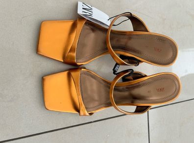 Zara metallic orange heels BNWT