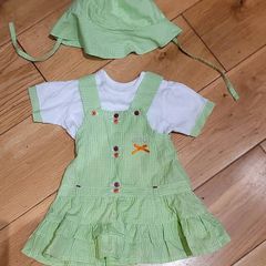 Baby Dress,T-Shirt & Hat Set Age 6 Months