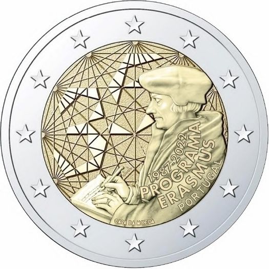 Portugal 2 Euro Commemorative Coin 2022 - Erasmus. UNCIRCULATED.