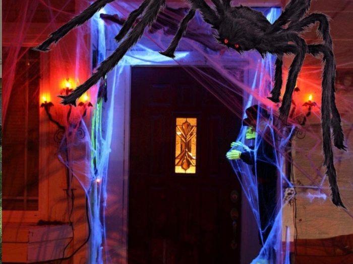 Giant Spider 6.6ft - 200cm, Spider Web 23ft - 700cm, 30pcs Plastic Spiders, 40g Cobweb - Halloween Decorations Triangular Cobweb for Indoor Outdoor Home Yard
