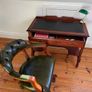 Beautiful Writing Desk and Green Chesterfield Captains Chair Image 2