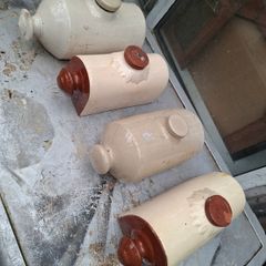 Antique Stoneware Hot Water Bottles Historically used to Warm Beds or Feet. PRICE IS FOR 1 ONLY, Ideal for Props for movies Plays or Photos, can be even used as door stops,