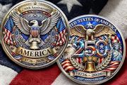 Flat Engraved Replica Coin, Commemorative Quarter - 250 Years of Freedom.