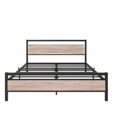5ft King Size Bed Frame With Wood Headboard