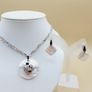 STERLING SILVER 925 Mother of Pearl Jewelry Set Necklace & Earrings Image 3