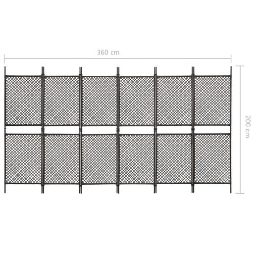 Fence Panel Poly Rattan 3.6x2 m Brown